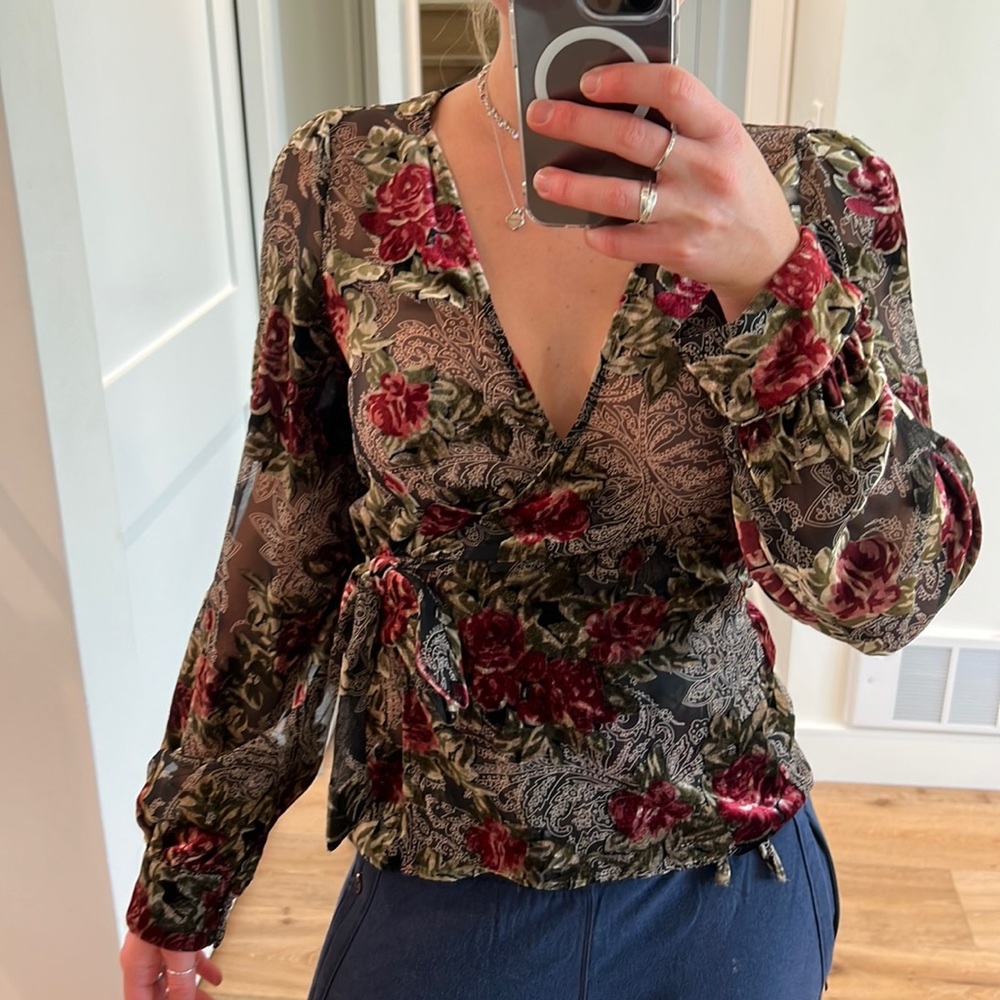 ZARA velvet wrap top